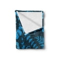 thumbnail image 2 of Indigo Soft Flannel Fleece Throw Blanket, Dark Green Backdrop Floral Swirl Leaves Branches Details Image, Cozy Plush for Indoor and Outdoor Use, 50" x 60", Turquoise Pale Blue, by Ambesonne, 2 of 6