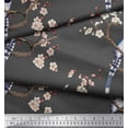 thumbnail image 2 of Soimoi Gray Cotton Duck Fabric Floral & Pin Tailed Whydah Bird Print Fabric by The Yard 58 Inch Wide, 2 of 3
