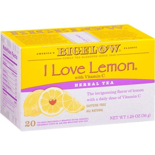 Bigelow I Love Lemon Herbal Tea Bags, 1.79 oz, 28 count