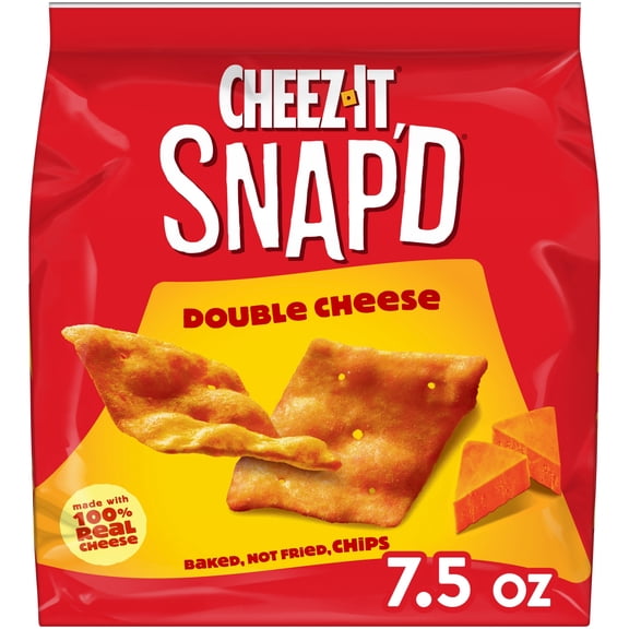 Cheez-It Snap'd Double Cheese Cheesy Baked Chips, Lunch Snacks, 7.5 oz