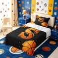 thumbnail image 3 of Meiyoeat Basketball Letter S Twin Sheets 3pcs,Sport Graffiti Splash Bedding,Black Orange,1 Fitted Sheet,1 Flat Sheet and 1 Pillowcase, 3 of 6