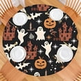 thumbnail image 2 of Autumn Halloween Scene Pattern Round Fitted Tablecloth with Elastic Edge,Dining Table Cover Waterproof,Outdoor Round Tablecloth for Camping,Dining,Indoor and Outdoor, 2 of 7
