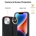 thumbnail image 4 of Finger Ring Wrist Band Phone Case Compatible with iPhone 15 Plus for Women Girls, Adjustable Wristband Kickstand [Stand Function] PU Leather Case Cover for iPhone 15 Plus, Black, 4 of 8