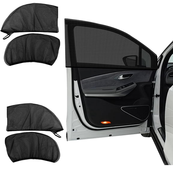 Car Window Shade - 4 Pack Breathable Mesh Side Window Shades, Sunshade for UV & Heat Protection (Universal Fit)