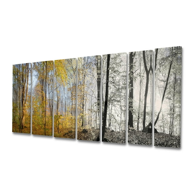 Designart - Jaune Matin dans la Forêt Panorama - Paysage Toile Art Print