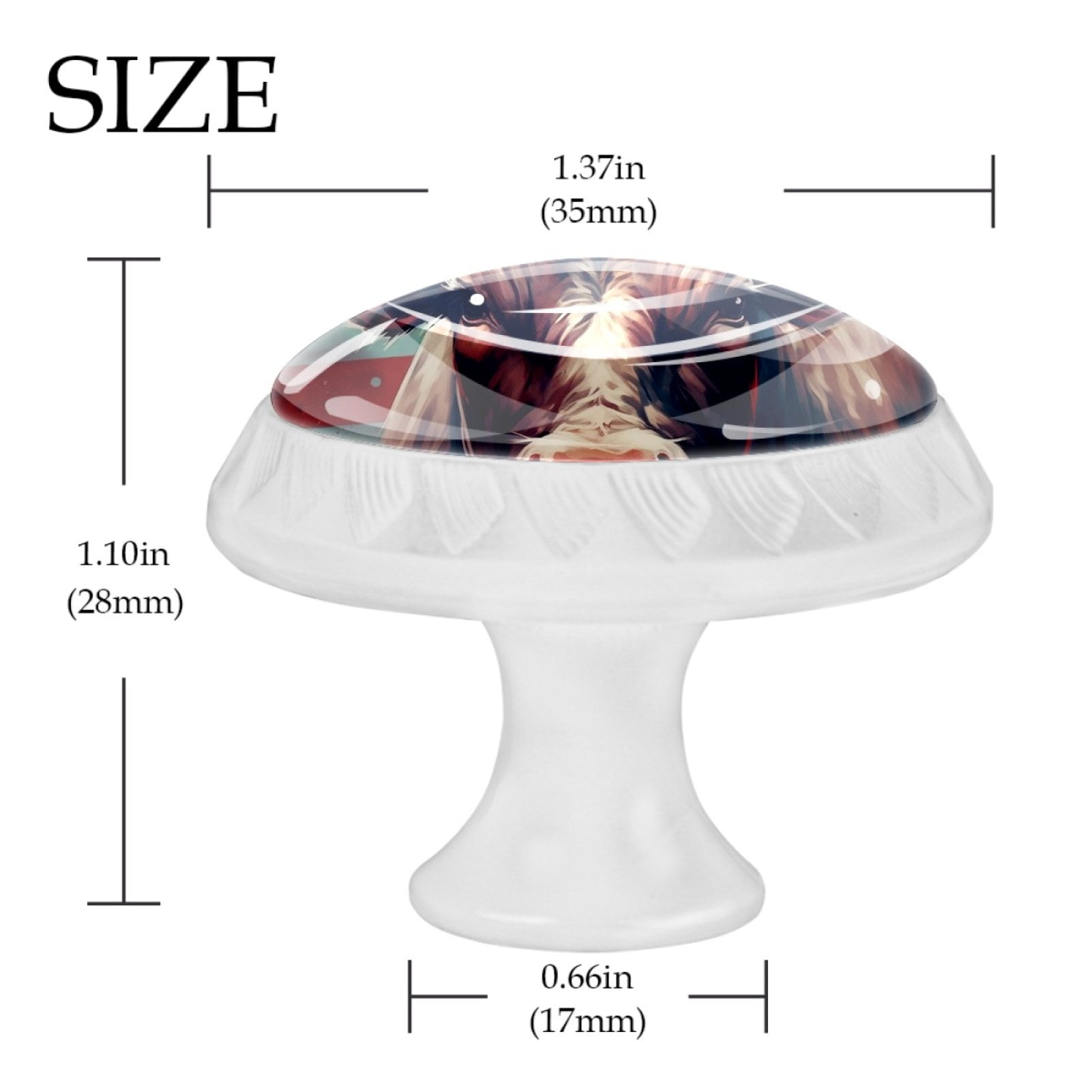 4 Pcs Cow American Flag Knobs for Kitchen Cabinet Cupboard Dresser Bookcase Drawer Pulls Handles Round Home Decor