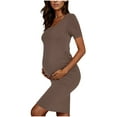 thumbnail image 2 of gakvbuo Maternity Dress For Photoshoot Womens Short Sleeve Breast-Feeding Maternity Nursing Dress Bodycon Pregnancy Scoop Neck Ruched Midi Fitted Dresses For Women 2032, 2 of 7