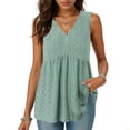 thumbnail image 2 of vigerkar Womens Tank Tops Peplum Tops for Women Dressy Sleeveless V Neck Babydoll Tank Tops (Green, S), 2 of 9