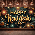 thumbnail image 6 of Gold Lettering Happy New Year Banner Firework Design New Year Display Balloon Decor Black Background Festive Backdrop for New Year Party Holiday Celebration Family Gathering, 6 of 9