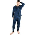 thumbnail image 2 of Leveret Mens Two Piece Cotton Pajamas Black & Navy Plaid XL, 2 of 3