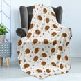 thumbnail image 4 of Hedgehog Soft Flannel Fleece Blanket, Love of Nature Theme Nuts Leaves Mushrooms and Playful Woodland Animal Composition, Cozy Plush for Indoor and Outdoor Use, 50" x 70", Multicolor, by Ambesonne, 4 of 5