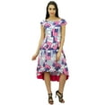 thumbnail image 2 of Bimba Women's Newspaper Print Asymmetrical Shift Dress Boat Neck Dress, 2 of 8