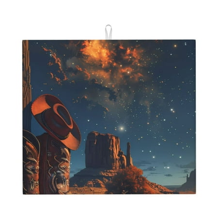 

Matuu Cowboy Boots Under Starry Sky for Dish Drying Mat for Kitchen Counter for Kitchen and Dining Kitchen Counter Accessories 16 x18