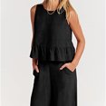 thumbnail image 3 of Chaleco Top sin mangas para mujer + Pantalones Casual con volantes 2 piezas Conjuntos de pantalones de pierna ancha (Negro M) Cgtredaw Negro T M para Mujer, 3 of 6