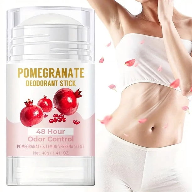 Desodorante En Barra de Granada | Control Natural Del Olor | Sin Aluminio | Suave y Agradable | Protección 24 Horas | 40 G