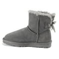 thumbnail image 2 of YDN Women Cozy Slip On Low Heels Back Bow Short Boots Round Closed Toe Flats Ankle Booties Winter Warm Shoes Size 6.5 Gray, 2 of 4