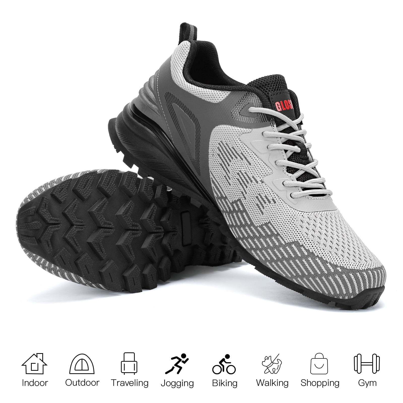 GLOSIW Men's Trail Running Shoes Non Slip Hiking Shoes Tennis Shoes Fashion Sneakers Workout Footwear