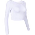thumbnail image 2 of GHSDFBB Women's Basic Round Neck Long Sleeve Crop Top, 2 of 7