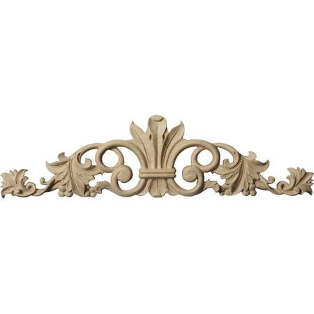 Ekena Millwork 12"W x 3 1/2"H x 5/8"D Small Marseille Center with Scrolls, Maple