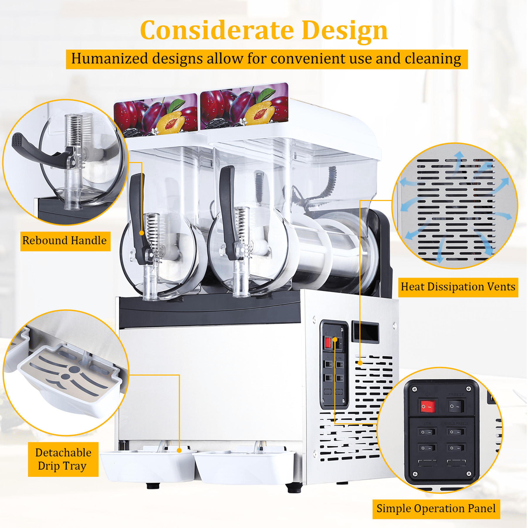 Aoile 2-Tank Commercial Slushy Machine 7.9 Gal, 700W Stainless Steel Frozen Drink Margarita Smoothie Maker