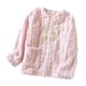 thumbnail image 2 of Pijama de manga larga para mujer, de franela, con estampado de manga larga, térmico, con bolsillo, de poliéster, 2 of 3