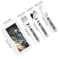 thumbnail image 2 of Cauagu Space White Horse Print 3-Pieces Toddler Cutlery Set , Kids Silverware Set with Spoons Forks & Knife Stainless Steel Utensils for Kids Dishwasher Safe, 2 of 8