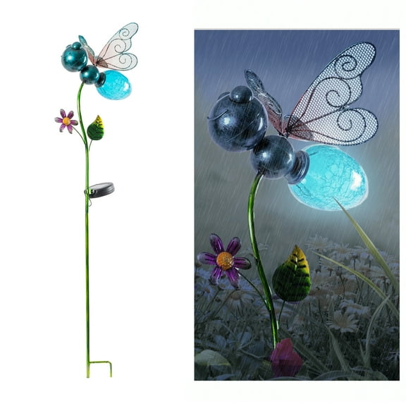 Blue Solar Butterfly Stake Light