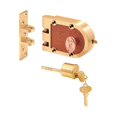 thumbnail image 1 of Prime-line 5001284 Brushed Brass Solid Bronze Alloy Single Cylinder Deadbolt, Keyed Differently, 1 of 2