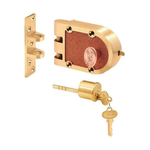 Prime-line 5001284 Brushed Brass Solid Bronze Alloy Single Cylinder Deadbolt, Keyed Differently