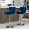 thumbnail image 4 of DeeHome Set of 2 Bar Stools,with Chrome Footrest and Base Swivel Height Adjustable Mechanical Lifting Velvet + Golden Leg Simple Bar Stool-blue, 4 of 6