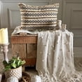 thumbnail image 2 of Decorative Black &Beige 12"x16" (30x40 cm) Lumbar Pillow Covers, Cotton Striped, Woven & Lace Bed Lumbar Pillow, Moroccan Pattern Modern Style - Moroccan Dream, 2 of 13