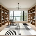 thumbnail image 2 of ODIKA 2'x3' Machine Washable Non-Slip Area Rug, Minimalist Monochrome Abstract Black Stripe Motifs High Traffic Rug with Pad, Black, 889892, 2 of 8