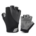 thumbnail image 1 of Guantes para bicicletas SBR engrosan las palmas, absorben impactos, antideslizantes, medio dedo, guantes para montar, negro y gris 15 cm, 1 of 10