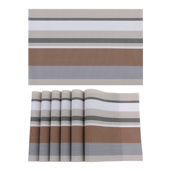 REGALWOVEN Morden Placemats Set of 6 Placemats for Dining Table Decor Indoor Outdoor Washable Kitchen Table Mat Wipe Clean Coffee 18*12in