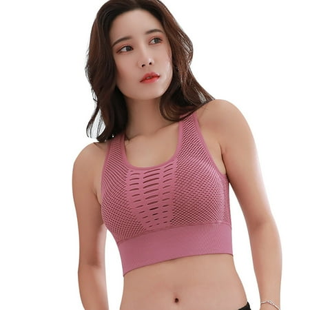 

ZES Women Sports Bra Sexy Mesh Breathable Gym Fitness Running Yoga Underwear Top