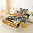 thumbnail image 2 of Castle Fairy Vintage Motorcycle Twin Sheet Sets 3pcs for Teens, Sunset Art Bedding for Bedroom, Blue Orange, 2 of 6