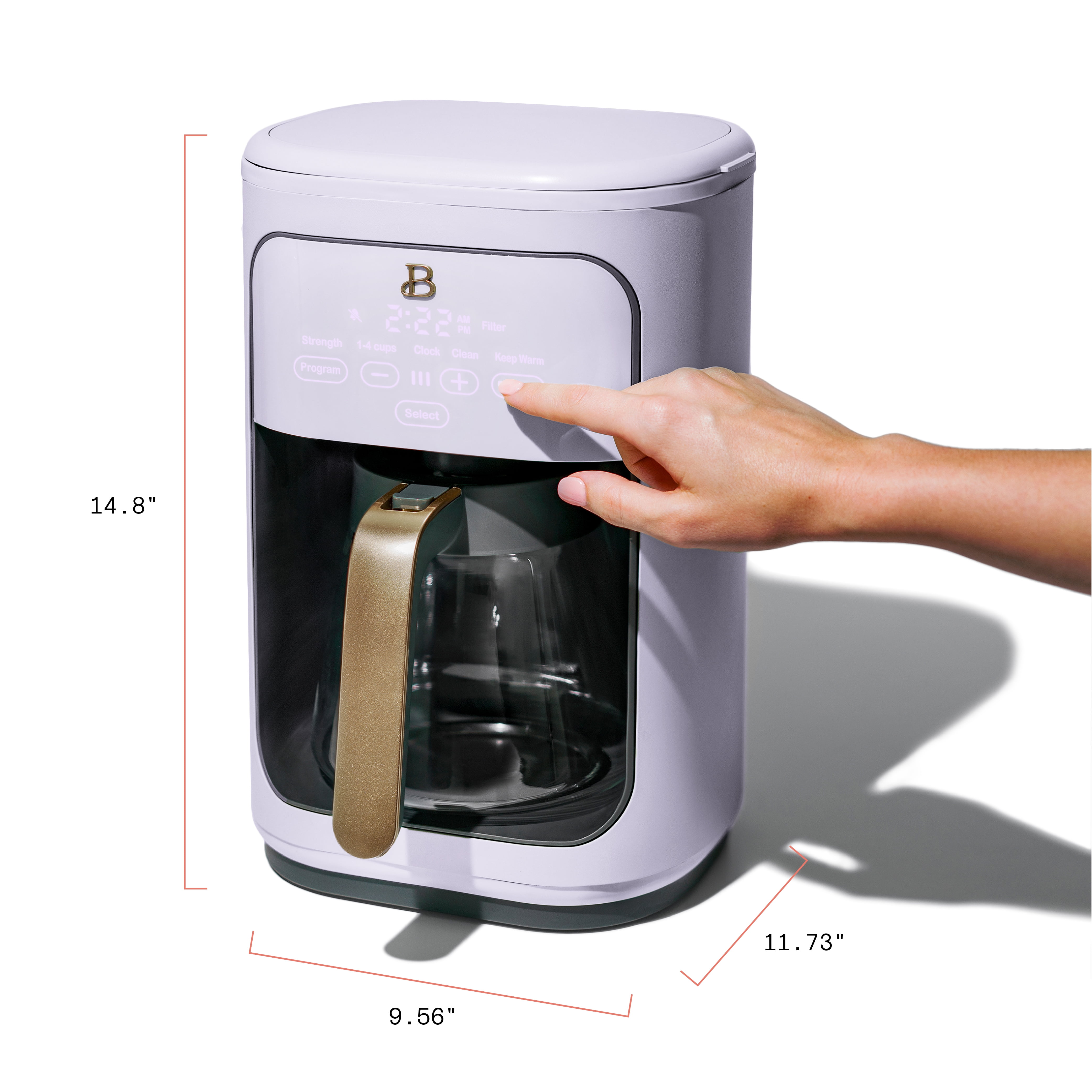Beautiful 14-Cup Programmable Drip Coffee Maker with Touch-Activated Display, Lavender by Drew Barrymore