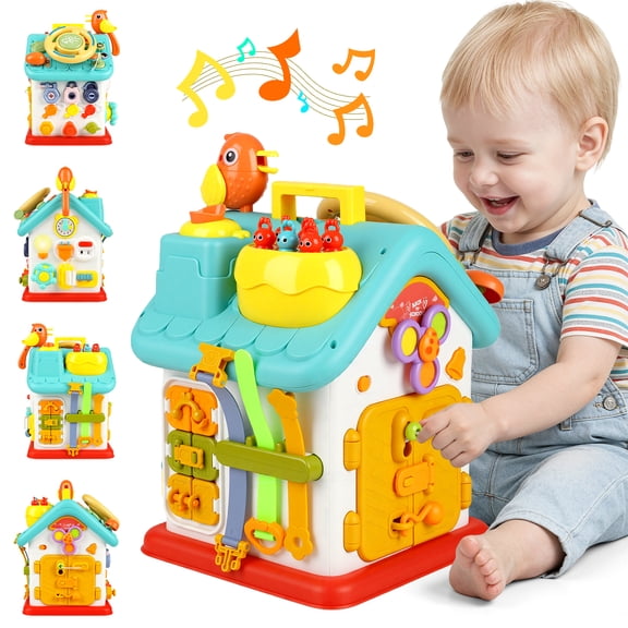 Beefunni Montessori Toddler Toys for 1 Year Old – Musical Learning House, Educational Baby Toys for Boys & Girls, Early Learning Activity Cube, Sensory Toys for Toddlers Ages 6–36 Months