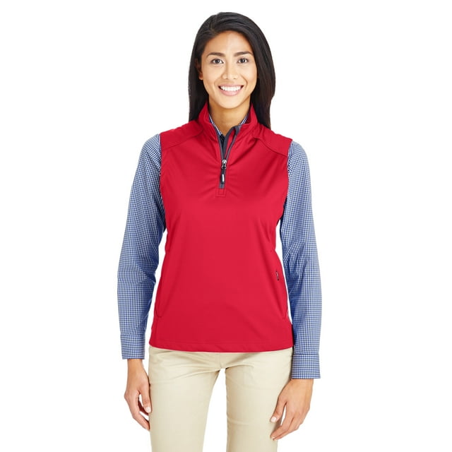 Ladies' Techno Lite Three-Layer Knit Tech-Shell Quarter-Zip Vest - CLASSIC RED - S