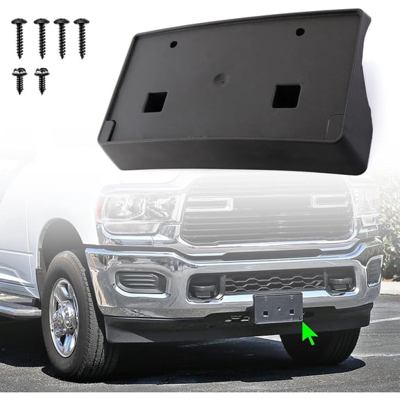 Front License Plate Frame for Dodge Ram 2500/3500 / 4500/5500 2019 2020 2021 2022 2023 2024 2025 Front Bumper License Plate Holder Mounting Bracket Cover Replace # 68362197AA CH1068166