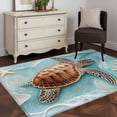 thumbnail image 3 of Coastal Sea Turtle 4x6 Area Rugs for Living Room, Beach Ocean White Floral Starfish Non Slip Floor Mat Washable Low-Profile Indoor Carpet for Bedroom, Dining Room, Bathroom, 3 of 9