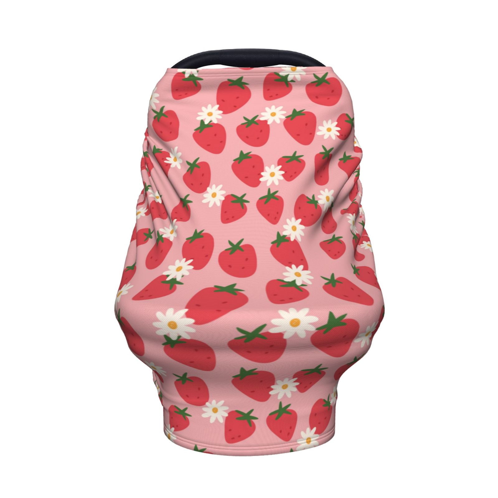 Fotbe Strawberry And Flowers Pattern Car Seat Covers for Babies, Nursing Breastfeeding Cover Infant Carseat Canopy, Soft Stretchy Carrier Cover