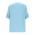 thumbnail image 6 of Tejiojio Womens Plus Size Chiffon Shirt 3/4 Rolled Sleeve Casual Tunic Tops Zipped V Neck Blouses Shirts for Women Fall/Winter Basic Clothes, 6 of 9