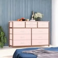 thumbnail image 6 of YYEAN Wide 10 Drawer Dresser,TV Stand Entertainment Center Fabric Storage Dressers Drawers for Bedroom, Hallway, Nursery, Closets, Steel Frame, Wood Top (Pink), 6 of 11