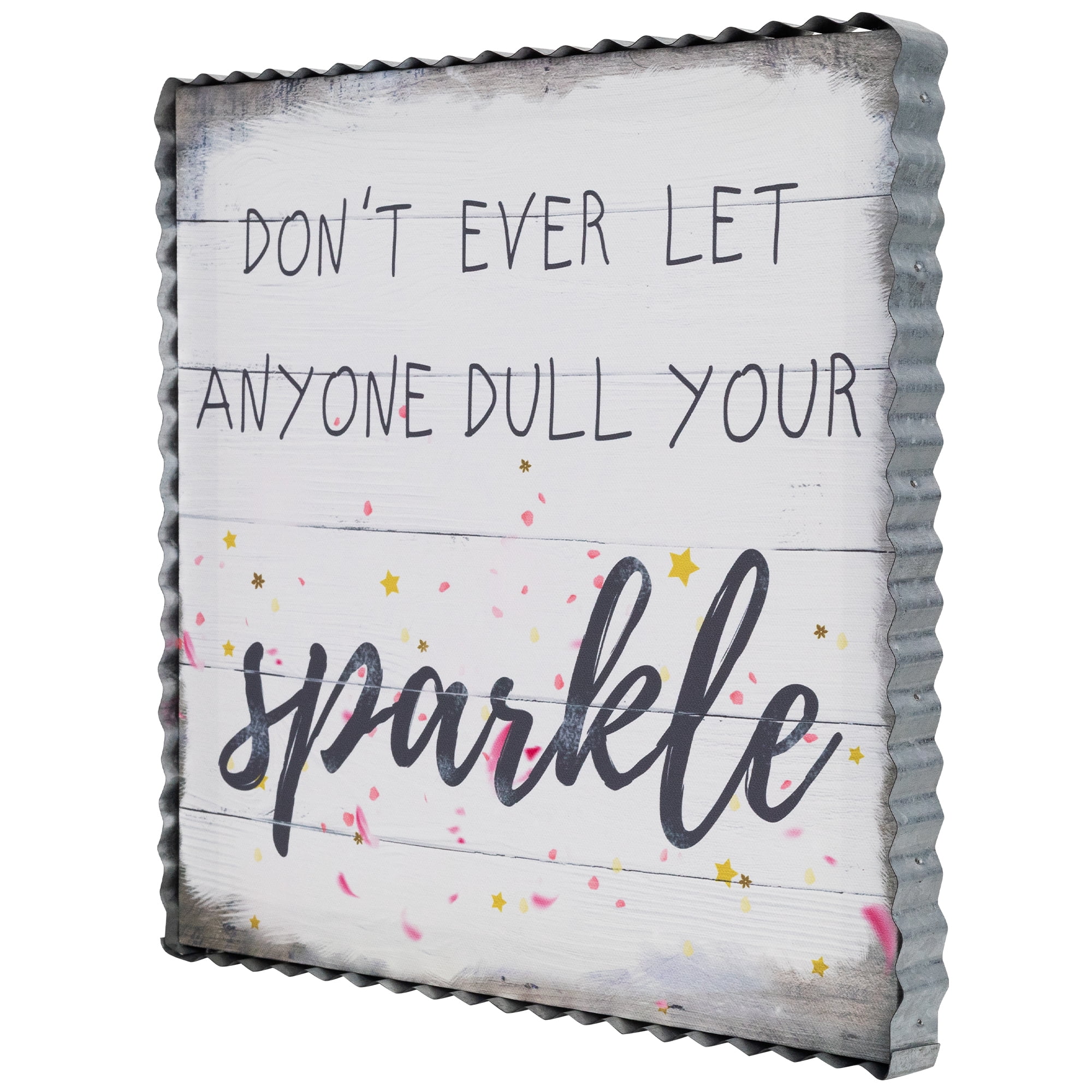 Northlight Don't Ever Let Anyone Dull Your Sparkle Metal Framed Canvas Wall Sign- 12" x 12"