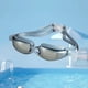 thumbnail image 3 of Gafas de natación con montura grande para miopía, lentes galvanizadas, antivaho, alta definición, impermeables, correa ajustable, para adultos, para entrenamiento en piscina y aguas abiertas., 3 of 4