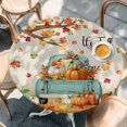 thumbnail image 2 of Fall Pumpkin Round Tablecloth, Fitted Table Cover with Elastic for 55"-60" Round Tables, Autumn Maple Leaf Retro Farmhouse Truck Table Cloth Outdoor Indoor Dinning Party Waterproof Tablecloths, 2 of 7