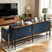 ZENY Sofa Table with Charging Station 70 inch Console Table, Brown