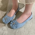 thumbnail image 5 of Miluxas Classic Solid Square Toe Ballet Flats for Women Comfort Casual Flower Work Flats Lightweight Slip on Dress Shoes Light Blue 6(37), 5 of 8