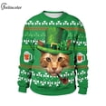 thumbnail image 3 of Chándal verde para hombre, sudaderas con estampado de animales del Día de San Patricio, ropa de calle con plantas de otoño, 3 of 4